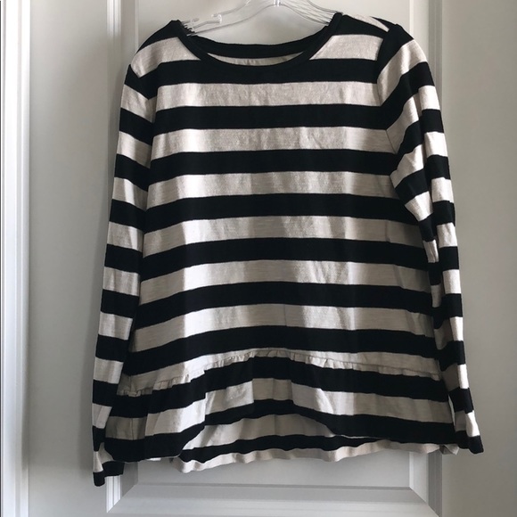 LOFT Tops - LOFT black and white striped peplum top